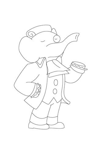 Pompadour With His Monocle Coloring Page